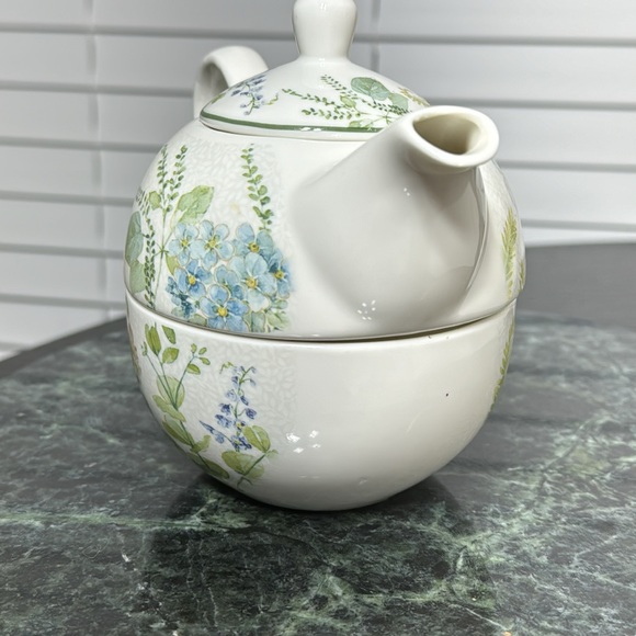 Summer River BV Copyright Porcelain Tea for One Blue Hydrangea - Picture 12 of 14